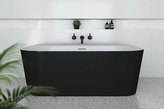 Decina Alegra Black Back to Wall Freestanding Bath - 1700 with Integrated Overflow (Optional)