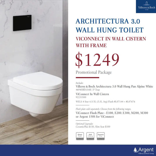 Villeroy & Boch Architectura 3.0 Promotional Package — Wall Hung Toilet + ViConnect Cistern