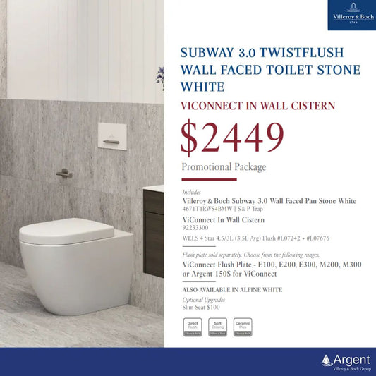 Villeroy & Boch Subway 3.0 Promotional Package — Wall Faced Toilet + ViConnect Cistern