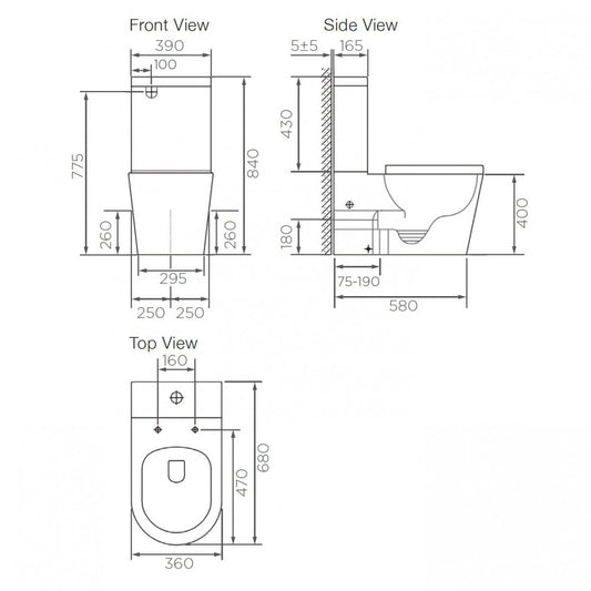 Arcisan Axus Rimless Dual Inlet Toilet Suite - Wrap Seat