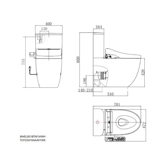 B&H Elong Back to Wall + TOTO C2 Washlet