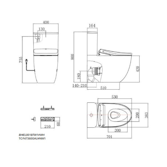 B&H Elong Back to Wall + TOTO S7 Washlet