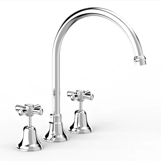 Faucet Strommen Cascade Hob Spa Set - Cross Handles