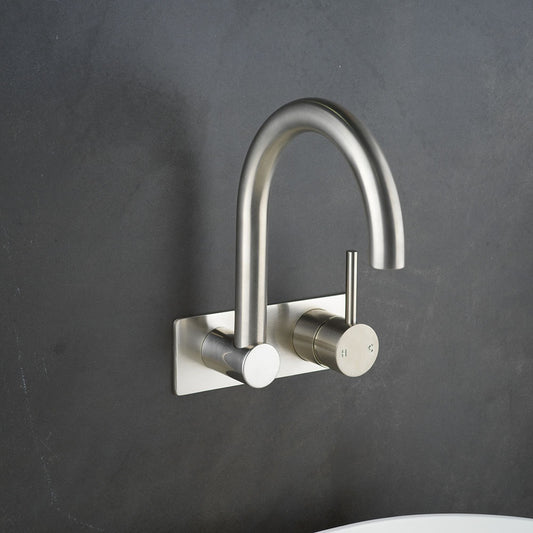 Faucet Strommen Pegasi M Back Plate 200 Basin Mixer with Swivel Spout