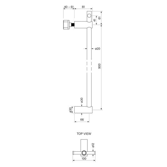 Faucet Strommen Pegasi NF Vertical Heated Towel Rail with Tbar