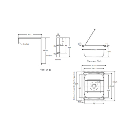 Fienza Cleaners Sink With Floor Legs Kit