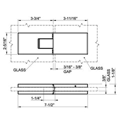 Gessi Shower G - Rigato 180° Right glass-glass Hinge with lift function