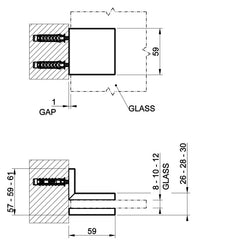 Gessi Shower G - Rigato wall-glass clamp