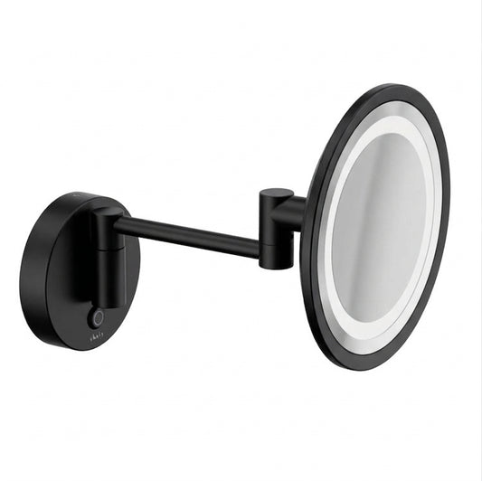 Inda 3x Round Magnifying Mirror with LED Light - Matte Black