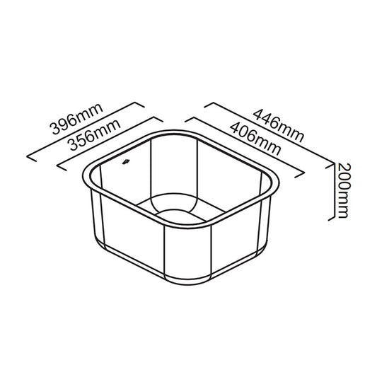 Abey The Hawksbury Single Bowl Stainless Steel Sink - Dimensions