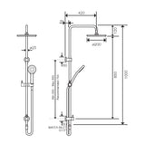 Arcisan Axus Shower System with Hand Shower - Dimensions