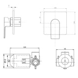 Argent Evoke Square Wall Mixer - Dimensions