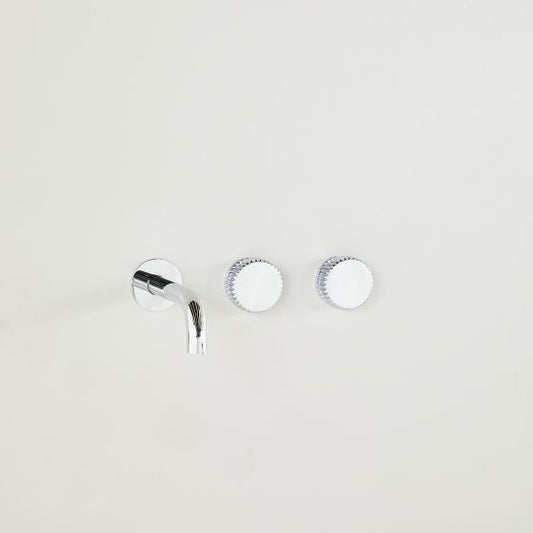 Astra Walker Wall Tap Set with Spout Offset + Reeded Handles