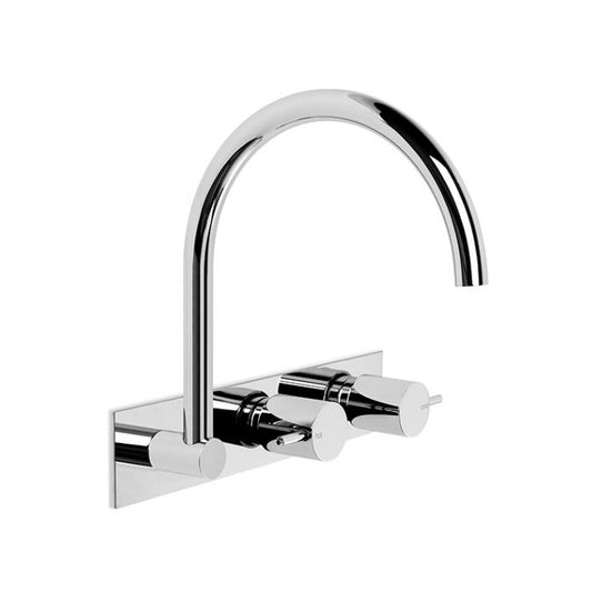 Brodware City Stik Wall Set - Gooseneck Offset Spout + Backing Plate