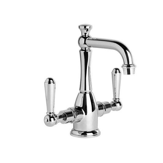 Brodware Neu England Twin Lever Basin Mixer - Country Spout - Metal Levers