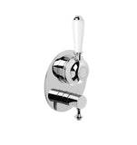 Brodware Neu England Wall Mixer with Diverter - White Lever