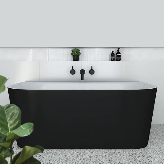 Decina Alegra Black Back to Wall Freestanding Bath - 1700