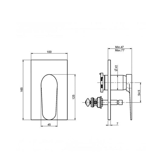 FIMA Next Shower Mixer with Diverter - Dimensions
