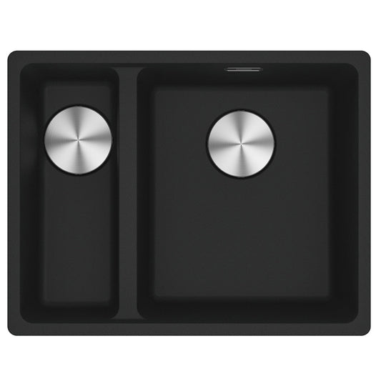 Franke Maris 1 & 1/2 Bowl Granite Sink - Matte Black - Left Side Drainer