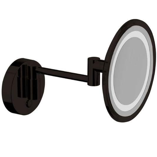 Inda 3x Round Magnifying Mirror with LED Light - Matte Black