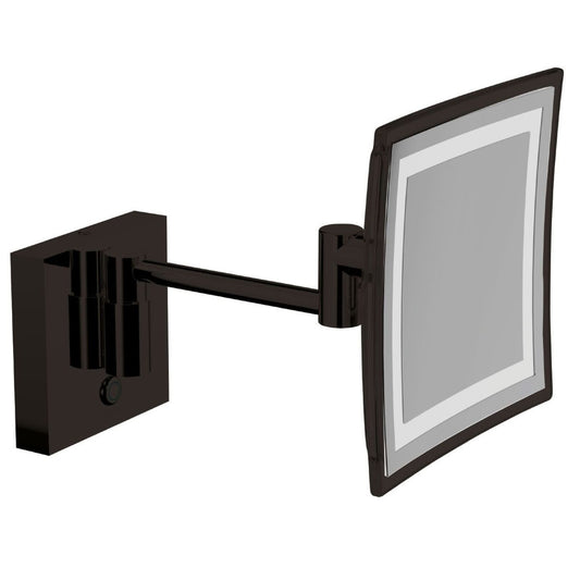 Inda 3x Square Magnifying Mirror with LED Light - Matte Black