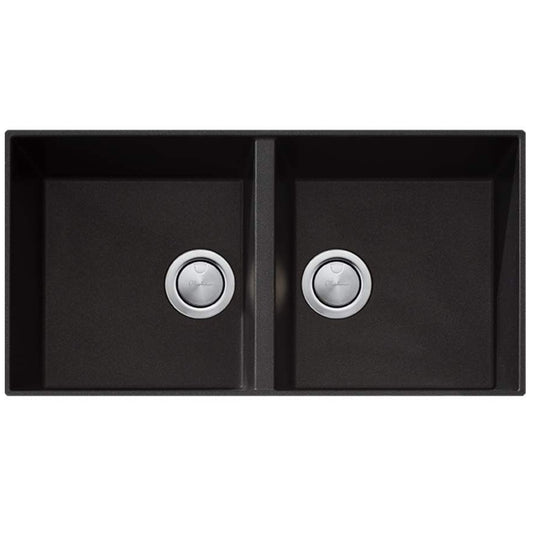 Oliveri Santorini Black Double Bowl Undermount Sink