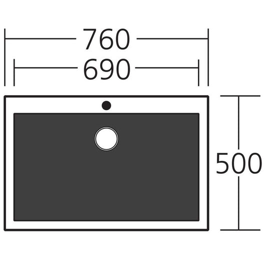 Oliveri Santorini Black Mega Bowl Topmount Sink - Dimensions