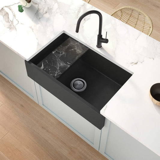 Oliveri Santorini Black Single Bowl Farmhouse Sink