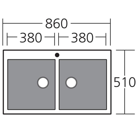 Oliveri Santorini White Double Bowl Topmount Sink - Dimensions