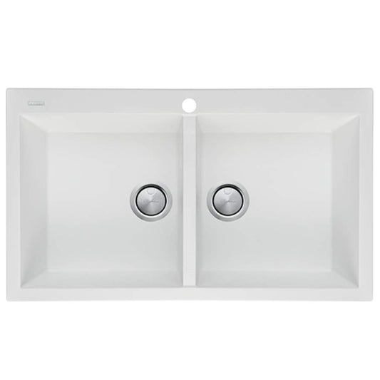 Oliveri Santorini White Double Bowl Topmount Sink