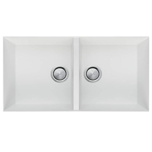 Oliveri Santorini White Double Bowl Undermount Sink