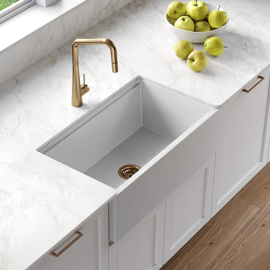 Oliveri Santorini White Single Bowl Farmhouse Sink - Lifestyle 2
