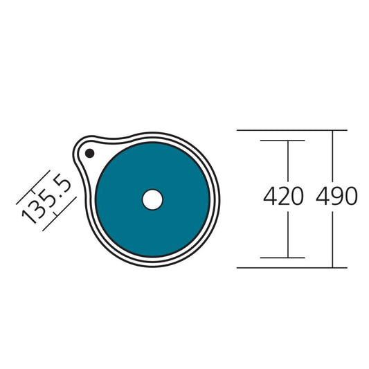 Oliveri Solitaire Round Bowl Sink With Tap Landing - Dimensions