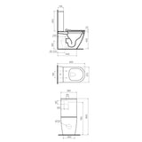 Parisi Ellisse II Wall BTW Toilet Suite with Pressalit Seat - Dimensions