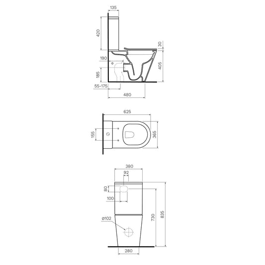 Parisi L’Hotel Back to Wall Toilet Suite - Dimensions