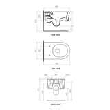 Parisi Link Wall Hung Toilet - Go Clean - Dimensions