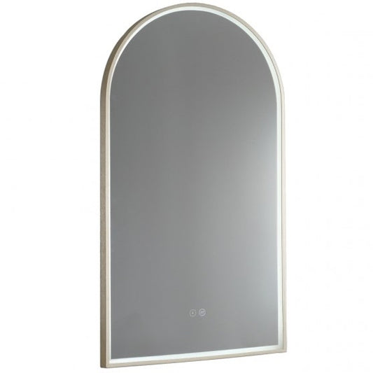 Remer Arch LED Smart Mirror with Demister - Brushed Brass Frame