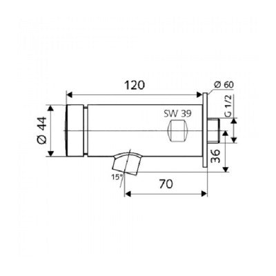 Schell Petit Self Closing Wall Mounted Tap - Dimensions