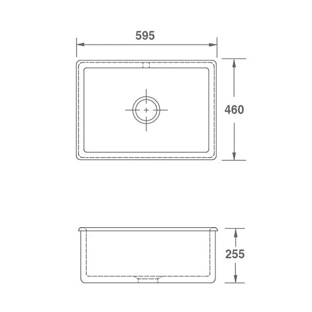 Shaws Rectangle 600 Inset or Undermount Sink - Dimensions