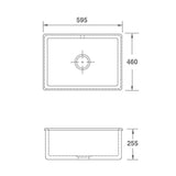 Shaws Rectangle 600 Inset or Undermount Sink - Dimensions