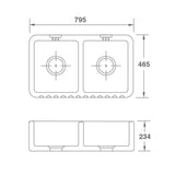 Shaws Ribchester 800 Butler Sink - Dimensions
