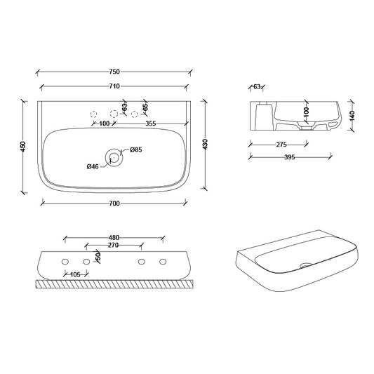 Studio Bagno Berlin One Above Counter or Wall Hung Basin