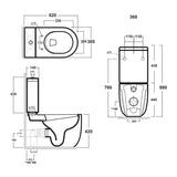 Studio Bagno Milady Rimless Back To Wall Toilet Suite - Dimensions