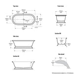 Victoria & Albert Elwick Freestanding Bath - Dimensions