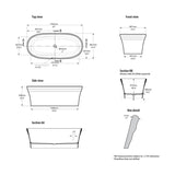 Victoria & Albert Warndon Freestanding Bath - Dimensions