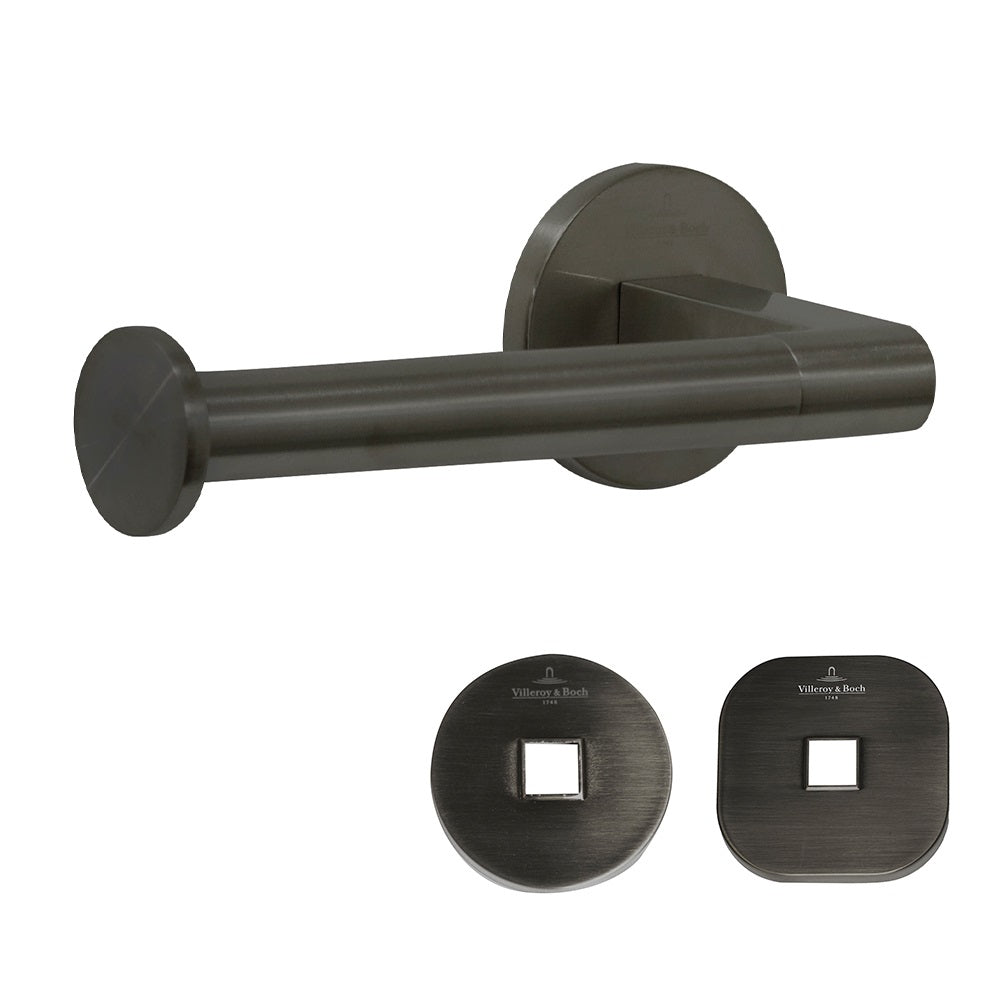 Villeroy & Boch Architectura Left Hand Facing Toilet Roll Holder - Gun Metal