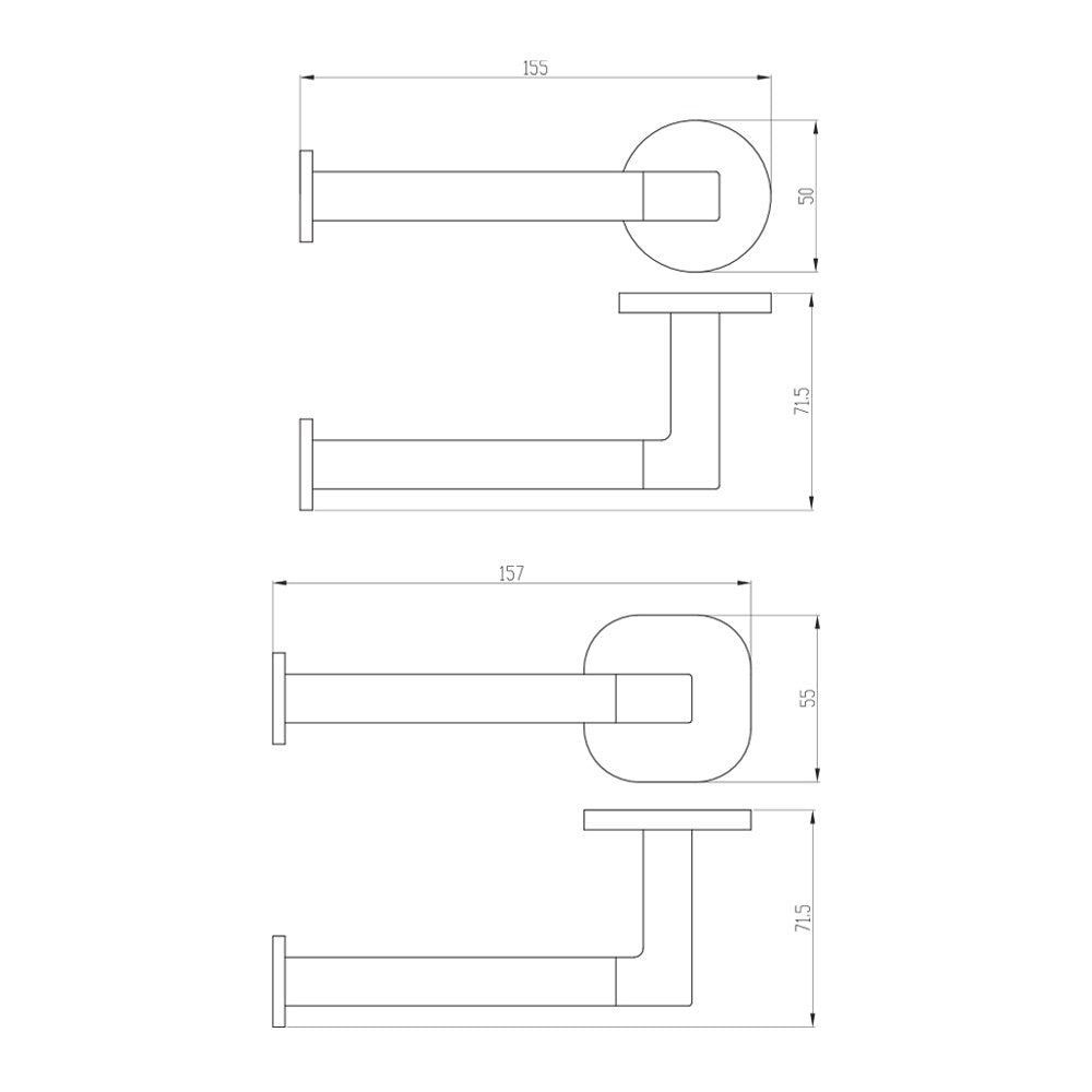 Villeroy & Boch Architectura Left Hand Facing Toilet Roll Holder - Dimensions