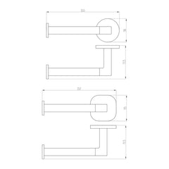 Villeroy & Boch Architectura Left Hand Facing Toilet Roll Holder - Dimensions