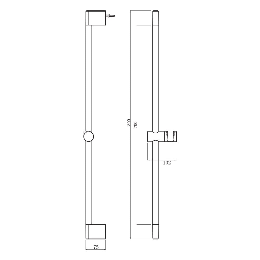 Villeroy & Boch Architectura Style Trio 110-800 Rail Shower Set - Dimensions