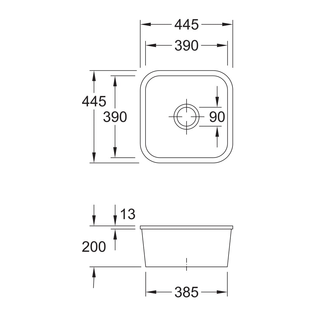 Villeroy & Boch Cisterna 50 Undermount Sink - Dimensions